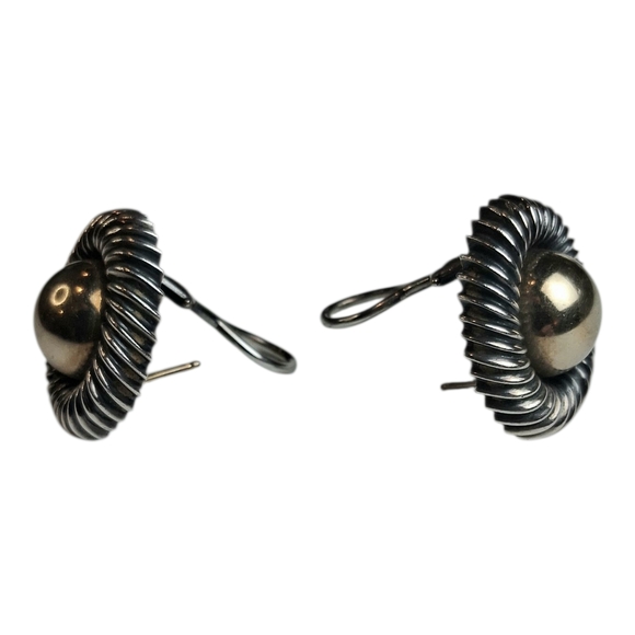 DAVID YURMAN 22mm Large Cookie Sterling &14K Yellow Gold Albion Cable Earrings - Picture 9 of 9